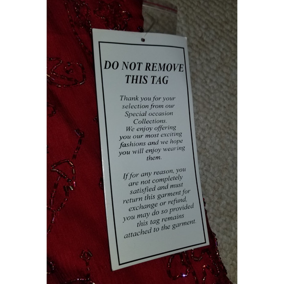 NWT Womens Top-ROAMAN'S-'Ruby' red beaded 100% silk holiday formal party-26W - Picture 5 of 6